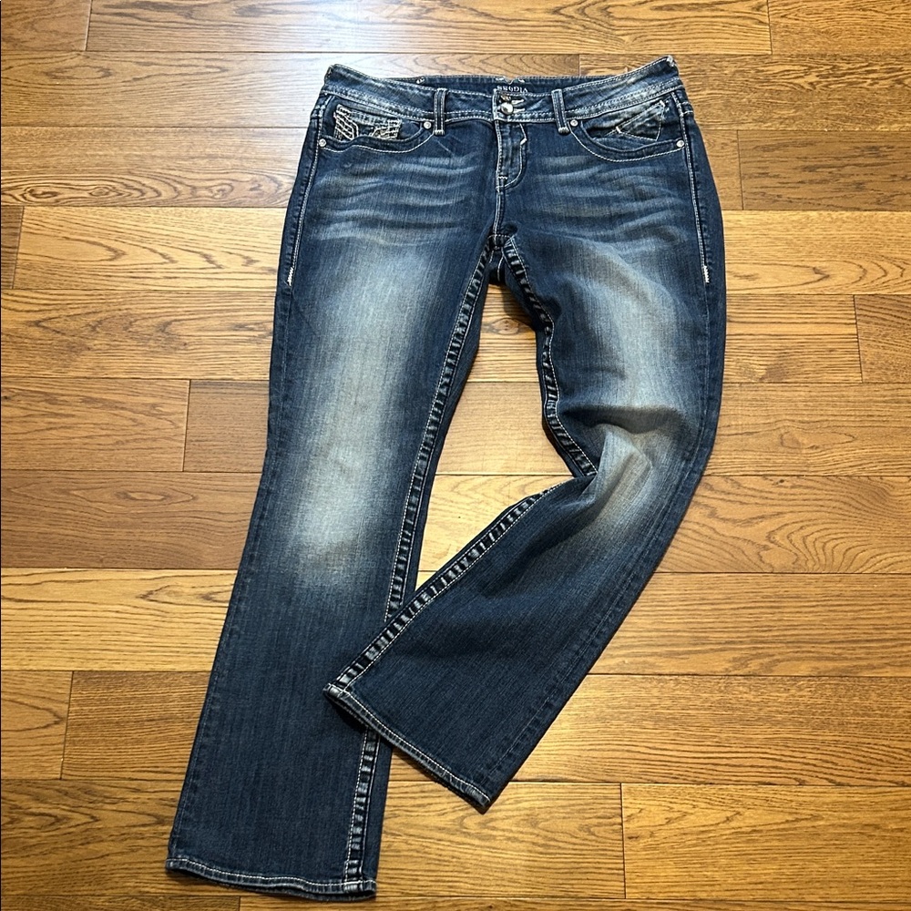 Vigoss Dark Blue Straight Leg Jeans 13/14 Rhinestone Chelsea